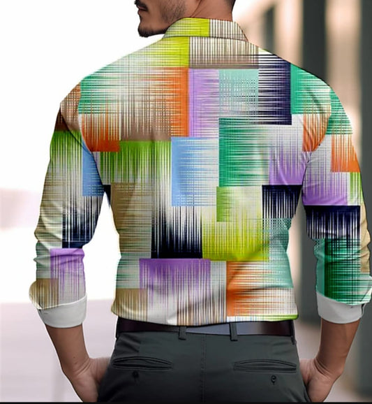 colourful, squares printed shirt